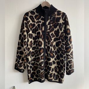 Vintage Black and Brown Animal Print Teddy Jacket